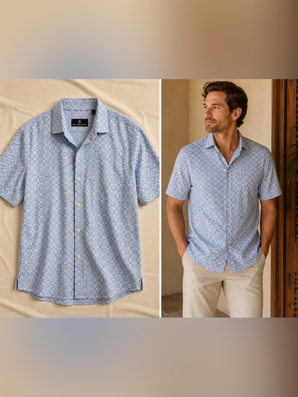 Hart Schaffner Marx Blue Check Short Sleeve Button Shirt L Casual Dadcore Preppy